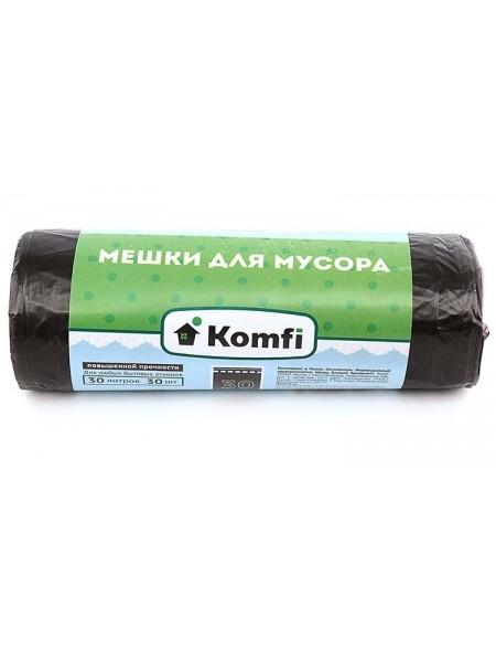 Komfi Пакеты для мусора  30л, повышенной прочности, 30 шт/рул, черные Komfi Пакеты для мусора  30л, повышенной прочности, 30 шт/рул, черные