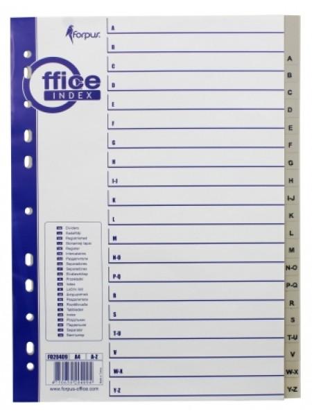 FORPUS Разделители пластиковые, A-Z, ф.А4, цвет серый FORPUS Разделители пластиковые, A-Z, ф.А4, цвет серый