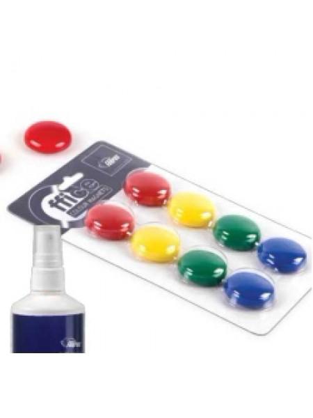 FORPUS Набор магнитов для доски, диаметр 30мм, 8 шт/уп, ассорти