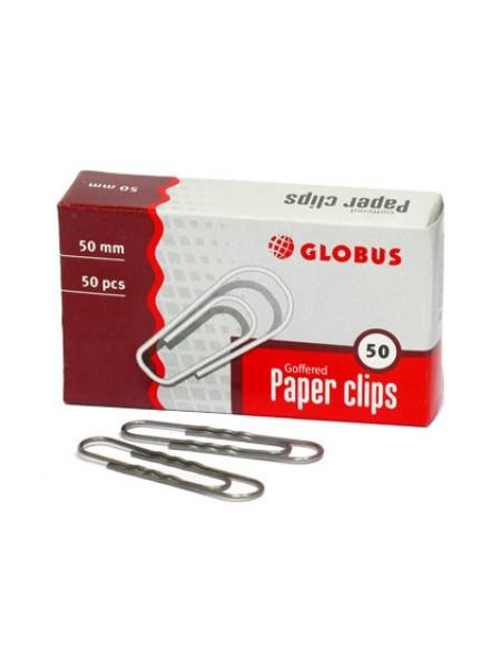 ГЛОБУС Скрепки канцелярские 50мм, 50шт/уп, гофрированные ГЛОБУС Скрепки канцелярские 50мм, 50шт/уп, гофрированные