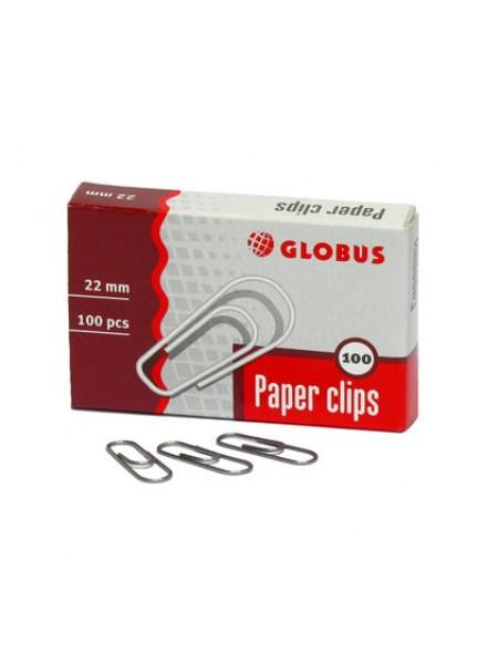 ГЛОБУС Скрепки канцелярские 22 мм, 100 шт/уп ГЛОБУС Скрепки канцелярские 22 мм, 100 шт/уп