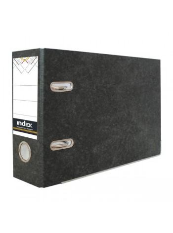 INDEX Папка-регистратор A5, 80 мм, горизонтальный, для платежек, черный мрамор