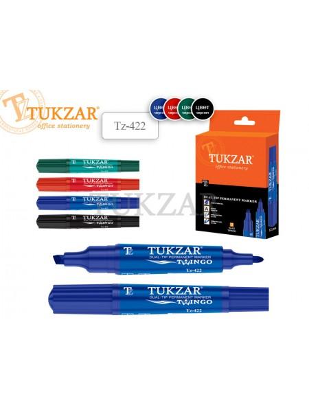 TUKZAR Маркер перманентный 2-х сторонний TWINGO, пулевидный/скошенный наконечник, 2-6 мм