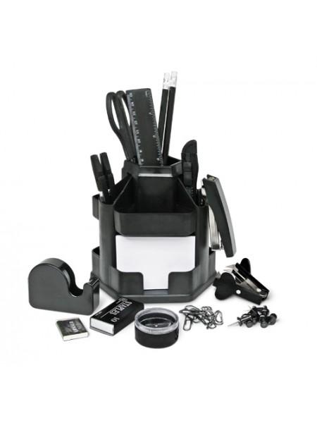 FORPUS Настольный органайзер, 14 предметов, вращающийся, черный