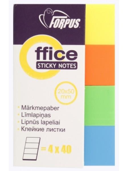 FORPUS Индексы пластиковые 20х50мм неон 4 цвета по 40л FORPUS Индексы пластиковые 20х50мм неон 4 цвета по 40л