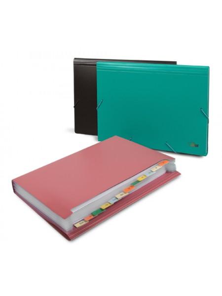 FORPUS Папка-картотека 12 отделений на резинках