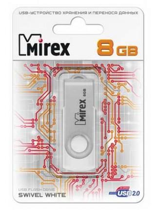 Mirex 8Gb USB FlashDrive SWIVEL WHITE, мет.откидная дужка на разъем Mirex 8Gb USB FlashDrive SWIVEL WHITE, мет.откидная дужка на разъем