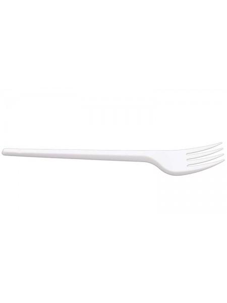 Вилка пластиковая одноразовая, 165 мм, белая, 100 шт/уп