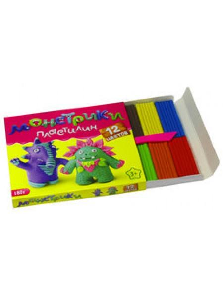 ГЛОБУС Пластилин 12 цветов серия  "Монстрики"