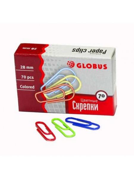 ГЛОБУС Скрепки канцелярские 28 мм цветные, 70 шт/уп ГЛОБУС Скрепки канцелярские 28 мм цветные, 70 шт/уп
