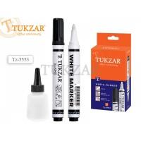 TUKZAR Маркер БЕЛЫЙ, перезаправляемый, пулевидный наконечник, линия письма 1,5 мм