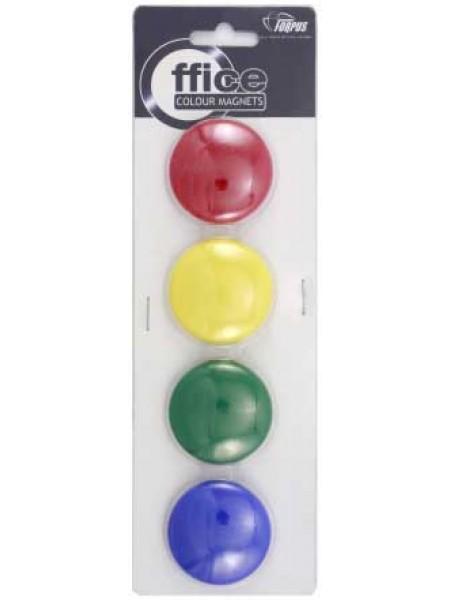 FORPUS Набор магнитов для доски, диаметр 40мм, 4 шт/уп, ассорти