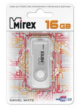 Mirex 16Gb USB FlashDrive SWIVEL WHITE, мет.откидная дужка на разъем Mirex 16Gb USB FlashDrive SWIVEL WHITE, мет.откидная дужка на разъем