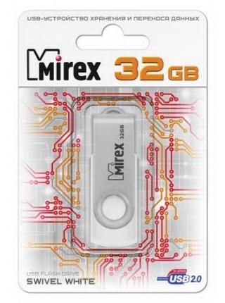 Mirex 32Gb USB FlashDrive SWIVEL WHITE, мет.откидная дужка на разъем Mirex 32Gb USB FlashDrive SWIVEL WHITE, мет.откидная дужка на разъем