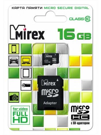 Mirex SDHC Card Micro (Class 10) 16Gb с адаптером 13613-AD10SD16