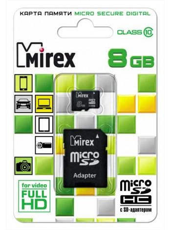 Mirex SDHC Card Micro (Class 10)  8Gb с адаптером 13613-AD10SD08