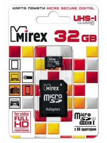 Mirex SDHC Card Micro 32Gb UHS-I (Class 10) с адаптером 13613-ADSUHS32