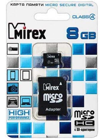 Mirex SDHC Card Micro (Class  4)  8Gb с адаптером 13613-ADTMSD08
