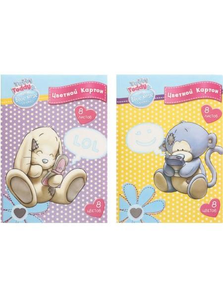 Action Картон цветной односторонний А4 Tatty Teddy, 8 цветов, 8 л., мелованный, обложка - ассорти