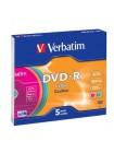 Verbatim DVD-R диск 4.7Gb 16x DLP Colour, 5шт, Slim Case Verbatim DVD-R диск 4.7Gb 16x DLP Colour, 5шт, Slim Case