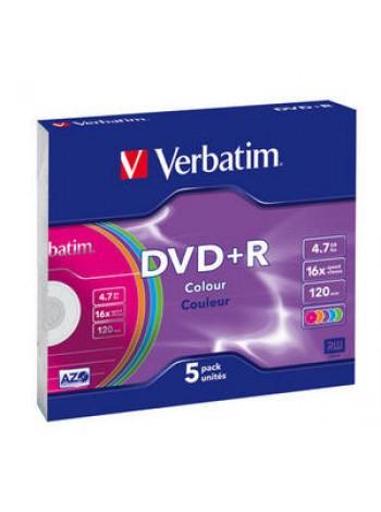 Verbatim DVD+R диск 4.7Gb 16x DLP Colour, 5шт, Slim Case