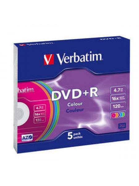 Verbatim DVD+R диск 4.7Gb 16x DLP Colour, 5шт, Slim Case Verbatim DVD+R диск 4.7Gb 16x DLP Colour, 5шт, Slim Case