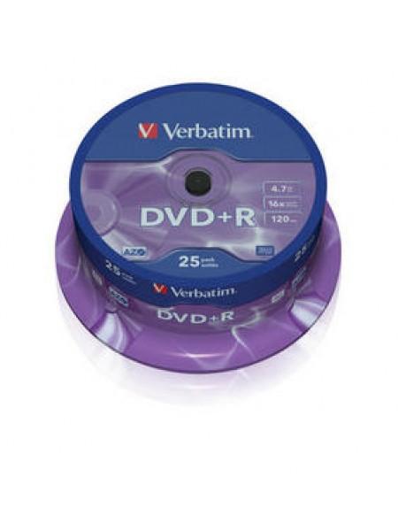 Verbatim DVD+R диск 4.7Gb 16x DLP Matt Silver, по 25 шт. CakeBox Verbatim DVD+R диск 4.7Gb 16x DLP Matt Silver, по 25 шт. CakeBox