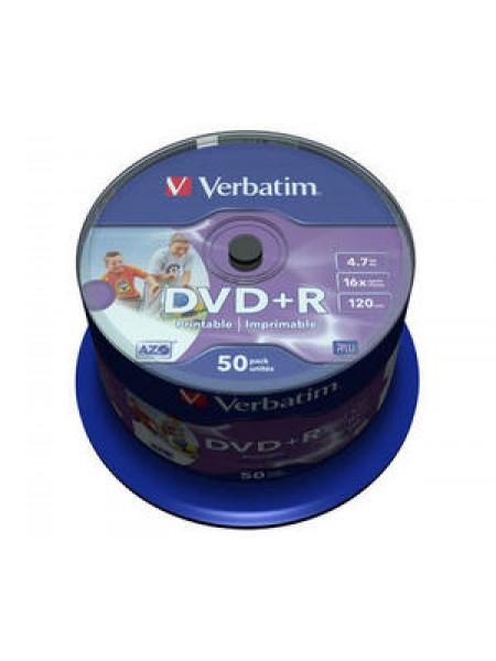 Verbatim DVD+R диск 4.7 Гб 16х Inkjet Printable ID Branded, по 50 шт. CakeBox Verbatim DVD+R диск 4.7 Гб 16х Inkjet Printable ID Branded, по 50 шт. CakeBox