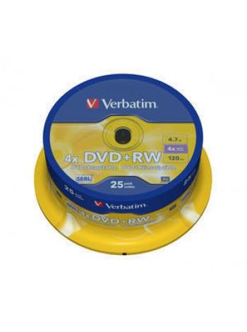 Verbatim DVD+RW диск 4.7Gb 4x DLP Silver, по 25 шт. CakeBox