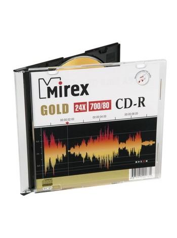 Mirex CD-R GOLD диск 700Mb 24х Slim Case, оптимально для АУДИО!