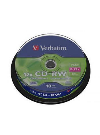 Verbatim CD-RW диск 700Mb 12х DLP Silver, по 10 шт. CakeBox