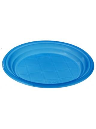 Тарелка пластиковая одноразовая, d 165мм, синяя, 100 шт/уп