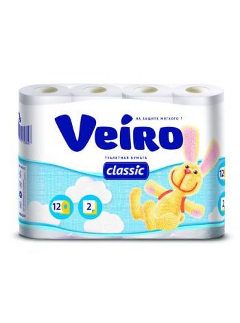 Туалетная бумага 2-х слойная Veiro Classic, (12 шт в упак)