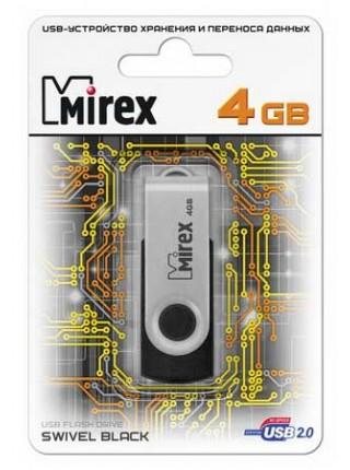 Mirex 4Gb USB FlashDrive SWIVEL BLACK, мет.откидная дужка на разъем Mirex 4Gb USB FlashDrive SWIVEL BLACK, мет.откидная дужка на разъем