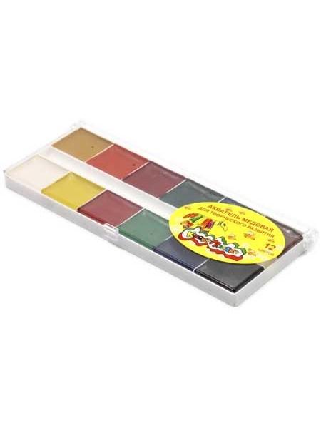 Каляка-Маляка Акварель 12 цветов, в пластиковой коробке, без кисти