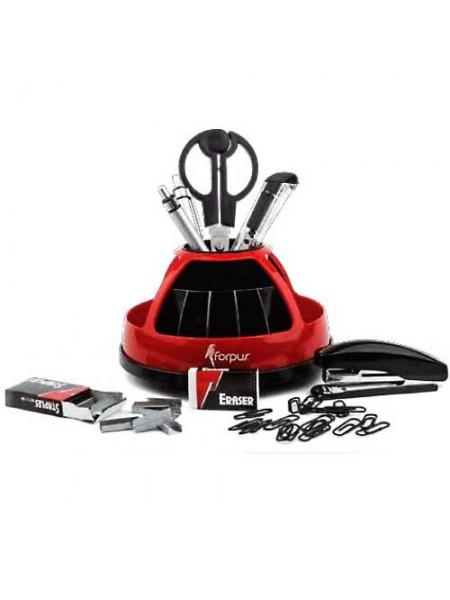 FORPUS Настольный органайзер, 9 предметов, вращающийся, красный UFO