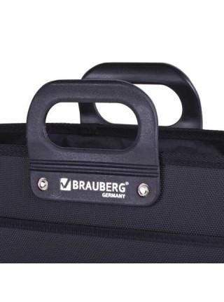 BRAUBERG Портфель пластиковый, премьер, А4, 390х315х120 мм, 3 отделения, на молнии, черный