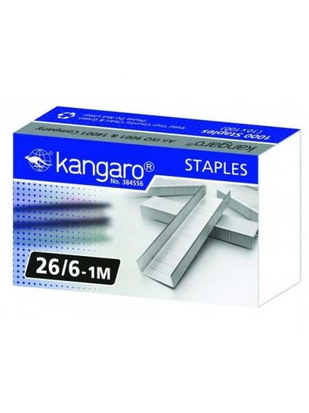 KANGARO Скобы для степлера №26/6, 1000шт/уп.