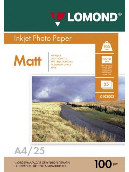 LOMOND Фотобумага матовая А4 (210 х 297) 100 г/м  25л. двусторонняя LOMOND Фотобумага матовая А4 (210 х 297) 100 г/м  25л. двусторонняя
