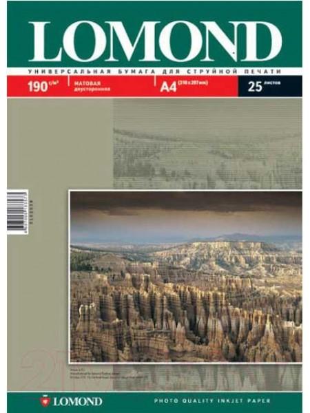 LOMOND Фотобумага матовая А4 (210 х 297) 190 г/м  25л. двусторонняя LOMOND Фотобумага матовая А4 (210 х 297) 190 г/м  25л. двусторонняя
