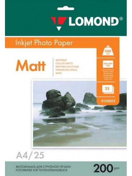 LOMOND Фотобумага матовая А4 (210 х 297) 200 г/м  25л. двусторонняя LOMOND Фотобумага матовая А4 (210 х 297) 200 г/м  25л. двусторонняя