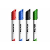 KORES Набор маркеров для доски,  4 цвета + щетка