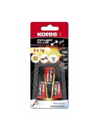 KORES Супер-клей "Powerglue GEL" 3*1гр.