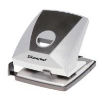 SILWERHOF Дырокол большой DIAMOND (30 листов) пластик, с линейкой, серый/черный