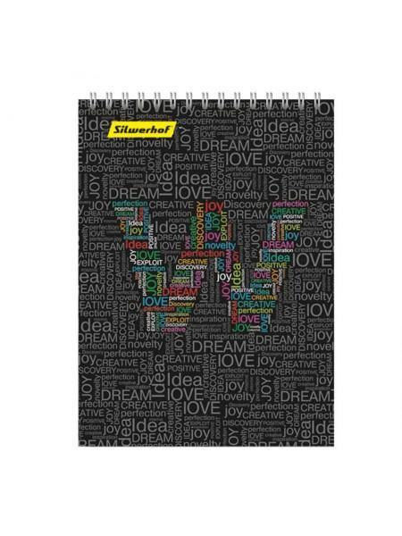 SILWERHOF Блокнот на спирали А5, 48л, Буква на черном