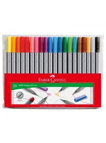 Faber-Castell Ручка капиллярная "Grip" - 0.4 мм, набор цветов, 20 штук