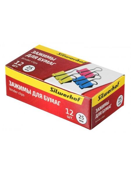 SILWERHOF Зажимы для бумаг цветные 25 мм SILWERHOF Зажимы для бумаг цветные 25 мм
