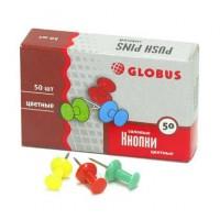 ГЛОБУС Кнопки канцелярские силовые по 50 шт., цветные