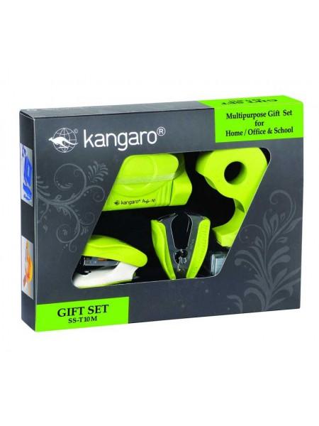 KANGARO Набор канцелярский "SS-T10M" дырокол + степлер + антистеплер + диспенсер + скобы