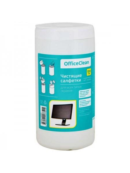 OfficeClean Туба с чистящими салфетками для экранов 100 шт